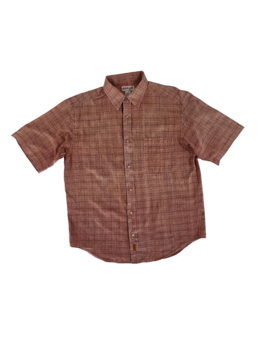 Magellan Sportswear Red Plaid Short Sleeve Cotton Button Up Shirt Men's Size XL